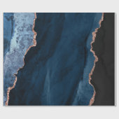 シックブルーバラ金ゴールドグリッターアゲートカスタムモノグラム ラッピングペーパー (フラット)