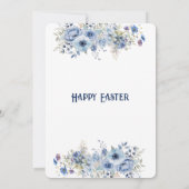 シックブルーパステルフローラ開花イースターサンデーパーティー 招待状 (裏面)