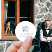 シックブルーパーソナライズされたフローラ名結婚の数 ラウンドシール