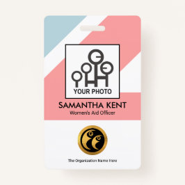 シックブルーピンクレクタンズメディカル写真テンプレート バッジ