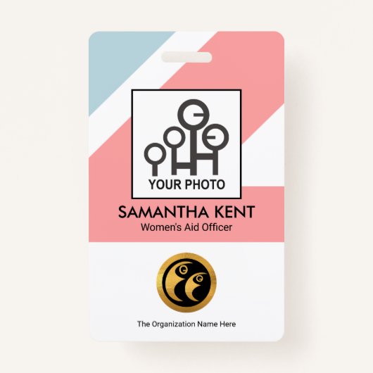 シックブルーピンクレクタンズメディカル写真テンプレート バッジ (正面)