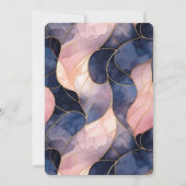 シックブルーピンク抽象芸術誕生日 招待状 (裏面)