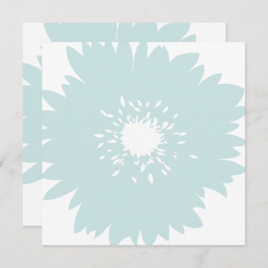 シックブルーフラワー誕生日 招待状 (正面/裏面)