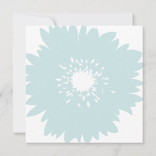 シックブルーフラワー誕生日 招待状 (正面)