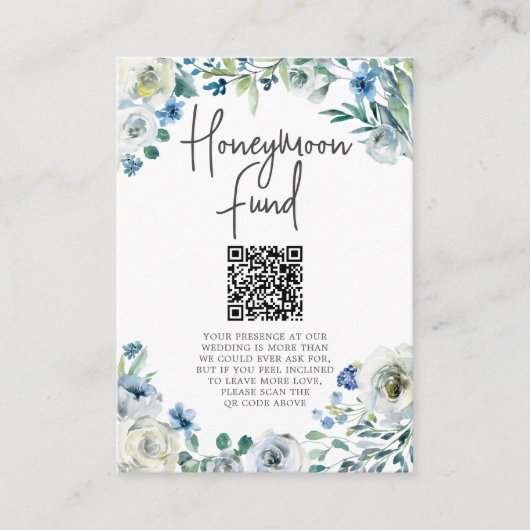 シックブルーフローラ春の結婚式ハネムーンファンド エンクロージャーカード (正面)