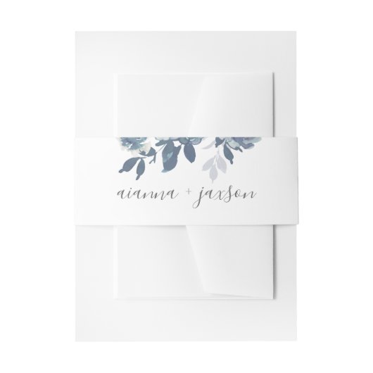 シックブルーフローラ結婚式招待状ベリーバンド 招待状ベリーバンド (正面例)