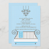 シックブルーベビークリブボーイベビーシャワー招待状 招待状 (正面/裏面)