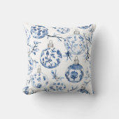 シックブルーホワイトクリスマスオーナメント クッション (正面)