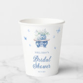 シックブルーホワイトチノワセリーブライダルシャワー 紙コップ (裏面)