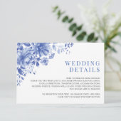 シックブルーホワイトチノワセリー庭園の結婚式詳細 エンクロージャーカード (スタンド正面)