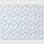 シックブルーホワイトフローラ結婚ブライダルシャワー ラッピングペーパー (フラット)