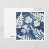 シックブルーホワイトボタニカルノートカパーソナライズされたード ノートカード (正面/裏面)