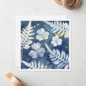 シックブルーホワイトボタニカルノートカパーソナライズされたード ノートカード (正面/裏面インサイチュ)