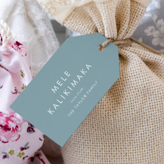 シックブルーメレカリキマカファミリークリスマスホリデー ギフトタグ