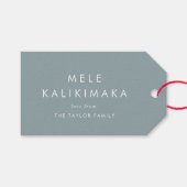 シックブルーメレカリキマカファミリークリスマスホリデー ギフトタグ (正面(横))