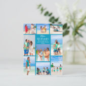 シックブルーメレカリキマカフォトコラージュビーチ シーズンポストカード (スタンド正面)