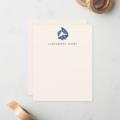 シックブルーモダンバタフラパーソナライズされたット  ノートカード (正面/裏面インサイチュ)