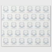 シックブルーワイルドフラワーウォーターカラークレスト卒業 ラッピングペーパー (フラット)