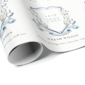 シックブルーワイルドフラワーウォーターカラークレスト卒業 ラッピングペーパー (ロールコーナー)