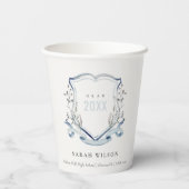 シックブルーワイルドフラワーウォーターカラークレスト卒業 紙コップ (裏面)