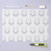 シックブルーワイルドフラワーウォーターカラークレスト卒業 薄葉紙 (クラフト)