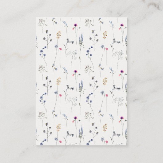 シックブルーワイルドフラワークレスト結婚のギフトレジストリ エンクロージャーカード (裏面)