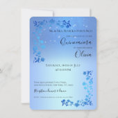 シックブルー王室のグリッターフローラフォトキンセアニェラ 招待状 (裏面)