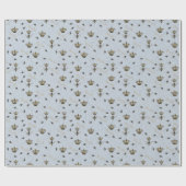 シックブルー王室の金ゴールドクラウンクイーンビー ラッピングペーパー (フラット)