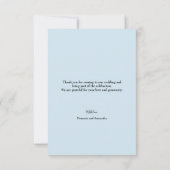 シックブルー結婚のカスタム写真2枚 サンキューカード (裏面)