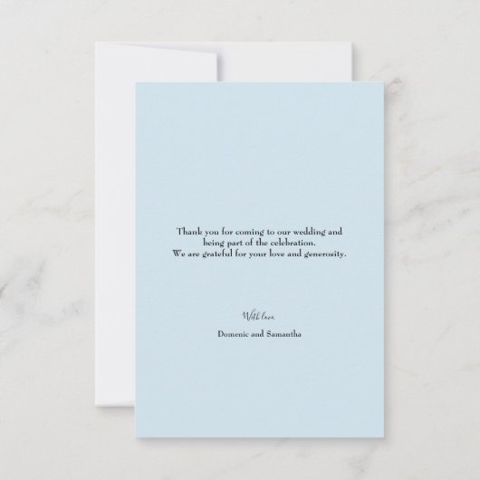 シックブルー結婚のカスタム写真2枚 サンキューカード (裏面)