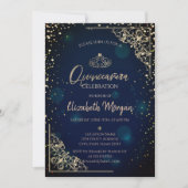 シックブルー金ゴールドティアラ,ダイアモンズキンセアニラ 招待状 (正面)