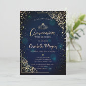 シックブルー金ゴールドティアラ,ダイアモンズキンセアニラ 招待状 (スタンド正面)