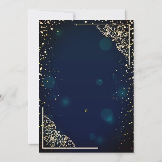 シックブルー金ゴールドティアラ，ダイアモンズキンセアニラ 招待状 (裏面)