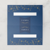 シックブルー金ゴールドライブラリ結婚章の座席表 プレイスカード (外部開封)