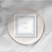 シックブルー&ホワイトフローラペーパーナプキン スタンダードカクテルナプキン