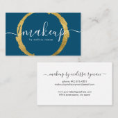 シックブルー(金ゴールドサークル付き)リングや輪名刺 名刺 (正面/裏面)