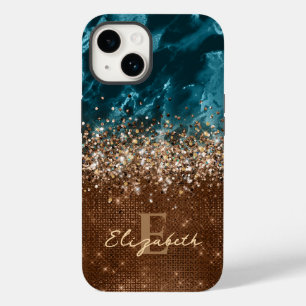 シックブロンズターコイズグリッターマーブルモノグラム Case-Mate iPhone 14ケース