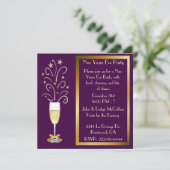 シックプラムアンド金ゴールドニューイブパーティの招待状 招待状 (スタンド正面)