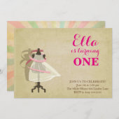 シックプリンセスファースト誕生日招待状 招待状 (正面/裏面)