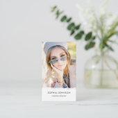 シックプロフェッショナルフォトQRコードスタイリッシュポートレート 名刺 (スタンド正面)