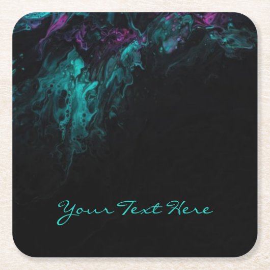 シックプロフェッショナルブラック芸術的 スクエアペーパーコースター (正面)