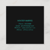 シックプロフェッショナルブラック芸術的 スクエア名刺 (裏面)