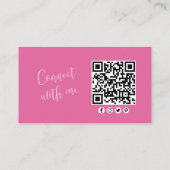シックプロフェッショナルミニマルモダンリストフローラQRコード 名刺 (裏面)