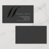 シックプロフェッショナルモノグラムグレービジネスカード 名刺 (正面/裏面)