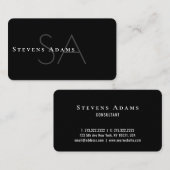 シックプロフェッショナル白黒モノグラムの 名刺 (正面/裏面)