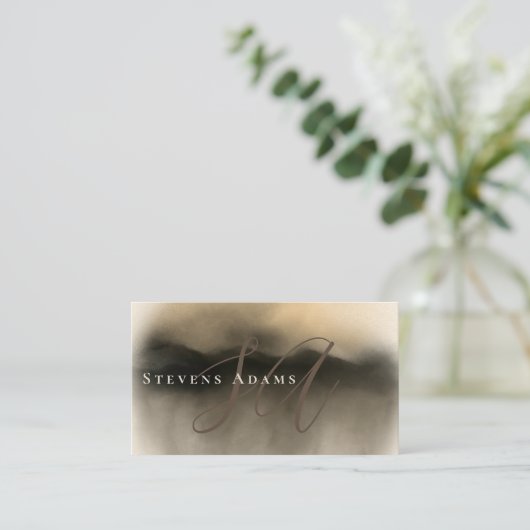 シックプロフェッショナル金ゴールド水彩モノグラムの 名刺 (スタンド正面)