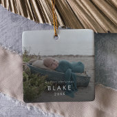 シックベビーの初めてのクリスマス生まれたばかりのフォトオーバーレイ セラミックオーナメント