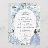 シックベビーブルーフローラプリンセスキンセアニラシルバー 招待状 (正面/裏面)