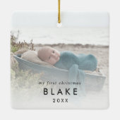 シックベビー初めてのクリスマス生まれたばかりのフォトセラミックス セラミックオーナメント (裏面)