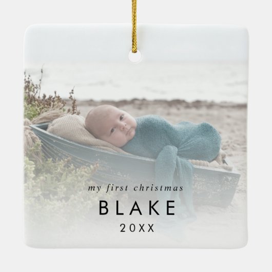 シックベビー初めてのクリスマス生まれたばかりのフォトセラミックス セラミックオーナメント (裏面)